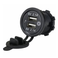 VSTAVANÁ NABÍJAČKA DO AUTO USB 12V 24V 4,2A ČERVENÝ SPÍNAČ