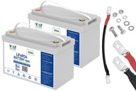 2X LÍTIOVÁ BATÉRIA LiFePO4 12,8V 12V 25,6V 24V 100Ah(150A) BMS LIGHT 11KG