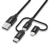 Choetech 3v1 MFI Lightning/Typ C/USB 3A kábel 1,2m