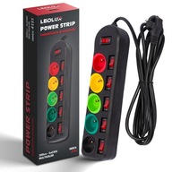 Predlžovací kábel Power Strip 5 zásuviek 3m FAREBNÝ