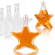 5x STAR sklenené fľaše 500ml dekoračné na WHISKY LIKÉRY + STRIEBORNÉ KORKY