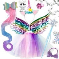 Outfit Kostým RAINBOW PASTEL UNICORN pegasus TUTU doplnky WINGS