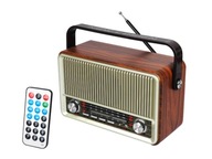 Raba Retro prenosné rádio Bluetooth, FM, USB, SD, AUX s diaľkovým ovládaním, zlaté