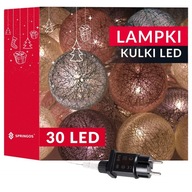 BAVLNENÉ LAMPY LAMPY SVETELNÁ GALANDA 30LED 6cm ELEKTRICKÉ GULIČKY