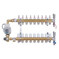 Rozdeľovač pre podlahové kúrenie, 9 sekcií s čerpadlom, čerpacia skupina Wilo