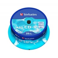 Verbatim CD-R | 700 MB | x52 | tortová krabička 25 ks | Crystal | DataLife+ AZO