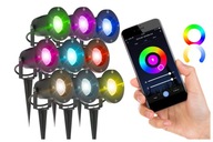 9x RGBW LED WIFI TELEFÓN záhradný reflektor