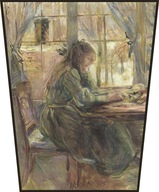 Obrazovka Júlia pri stole od Berthe Morisot