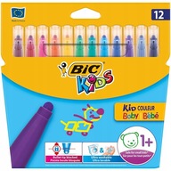 BIC fixy a fixky pre deti, zmazateľné, bezpečné, 12 farieb ks