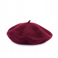 Dámsky francúzsky baret s anténou Woolen Burgundy Classic Winter