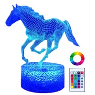 Nočná stolová lampa Horse pre deti 16 LED 3D + diaľkové ovládanie