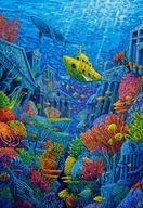 PUZZLE 1500 UMELECKÝ OBRAZ MAĽBA ATLANTIS RYBY POD VODOU MESTO 9+ KOLEČKO