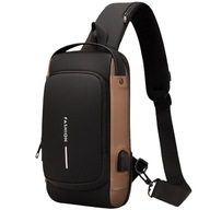 Pánsky BATOH BLACK BROWN Vodotesný USB Crossbody proti krádeži