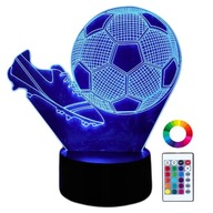 3D osvetlená stolná lampa pre deti Futbalové kopačky + diaľkové ovládanie