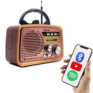 DREVENÉ PRENOSNÉ BEZDRÔTOVÉ RÁDIO S BLUETOOTH REPRODUKTOROM MP3 RETRO