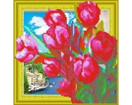 Diamantová mozaika 30x30 tulipánov