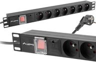 POWER STRIP pre 19-palcovú rackovú skriňu 7 zásuviek so spínačom 2M C14 kábel