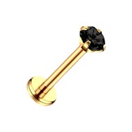 Náušnica, Titanium GOLD Labret s Black Crystal Lobe Helix 1,2/6/3
