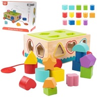 TOOKY TOY Drewniany Sorter Wózek Klocki 16 el.