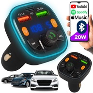 FM VYSIELAČ BLUETOOTH 5.0 NABÍJAČKA QC 3.0 PD 20 W RGB 2x USB USB-C