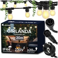 LED záhradná girlanda 20m 21xE27 Set s vodotesnými žiarovkami