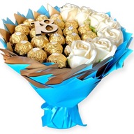 Sweet Ferrero Bouquet Narodeniny 15 18 20 25 30 Meniny mydlové ruže + nápis