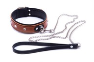 BIČKY SEX BROWN DÁMSKY GOLIER + BDSM LEASH