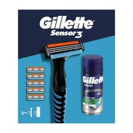 GILLETTE DARČEKOVÁ SÚPRAVA SENSOR3 ŽIELKA + 6X NÁPLŇ + GÉL NA HOLENIE