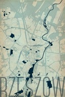 Vintage mapa Rzeszów Plagát na stenu 61x91,5 cm