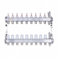 Nerezový podlahový rozdeľovač, 9 okruhov, oceľový profil INOX