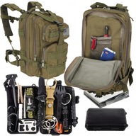 Malý taktický vojenský batoh Military Survival + Survival Kit 32 ks