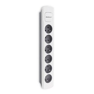 Qoltec Power strip / 6 zásuviek / 1,8m / Biela a šedá