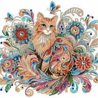 Diamantová výšivka Mosaic Cat Garden 30x30cm Set 5D špeciálne korálky