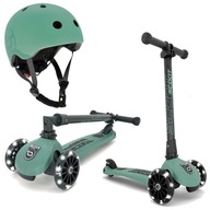 SCOOT&RIDE Scooter Highwaykick 3 LED Forest + PRILBA