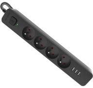 POWER STRIP DEFENDER 4X 230V + 3x USB 1,5m