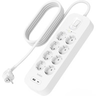 Belkin - 900J prepäťová ochrana, USB-C PD / USB-A / 8x AC EU Schuko