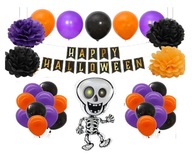 Sada Happy Halloween Balloons Pompoms Skeletor Balloons Purple Hélium