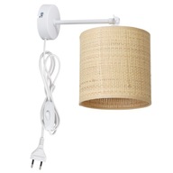 RATANOVÁ NÁSTENNÁ LAMPA S BOHO TUBA ZÁSTRČKOU