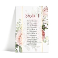 A4 zoznam hostí na svadobný stôl, 5 kusov, personalizácia