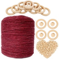 MACRAME SET Bordová ECO bavlnená šnúra