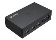 Unitek U-8709ABK KVM prepínač 2x VGA 3x USB-A