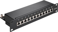 CAT6A 10-palcový 12-portový patch panel Čierny