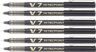 PILOT V7 HI-TECPOINT BLACK BALLBALL PENTER x6