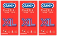 Kondómy DUREX FEEL THIN XL, dodatočne zvlhčené, zväčšené, 36 ks.