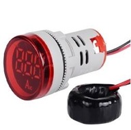 LED ampérmeter 28mm 0-100A 230V Červený
