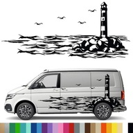 NÁLEPKA Grafika na karavan, auto, príves, MAJÁK, ČAJKY, MORE 43x97