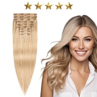 Bezšvové prirodzené predlžovanie vlasov na sponkách 50cm 180g #18 stredná blond