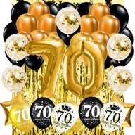 BALOONS záves 70 Narodeninové ZLATÉ konfety 100 cm