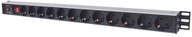 Vertikálny Rack Power Strip s 12 Schuko zásuvkami