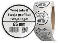 VÁŠ TEXT LOGO nálepky štítky - x200 kusov - Fi65 mm - 6,5 cm